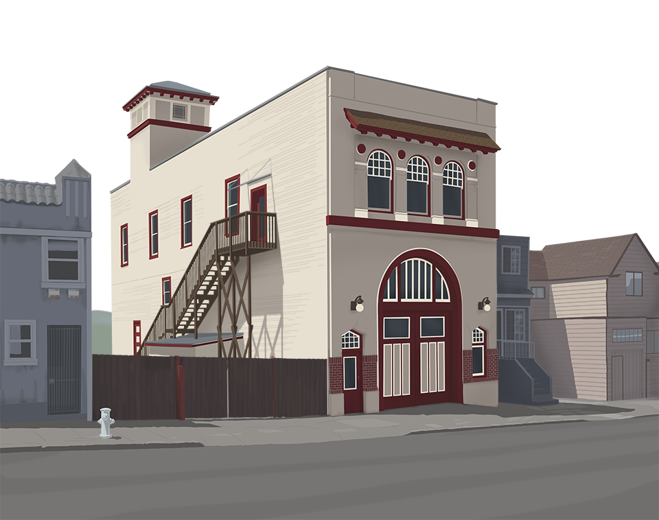 Engine 43 Firehouse illustration